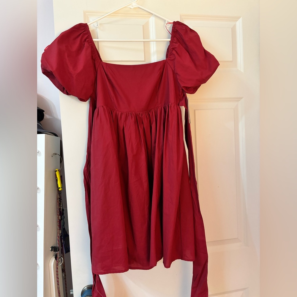 Red Puff Sleeve Dress